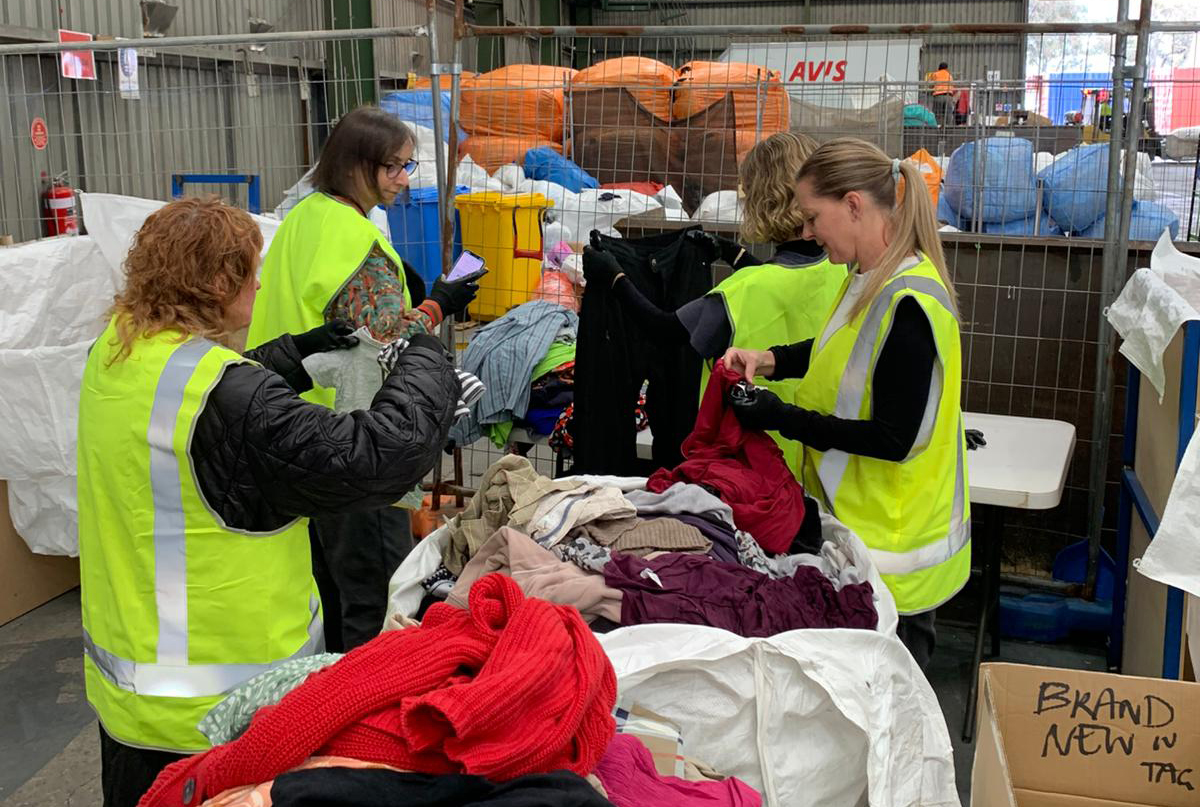 A team of 13 people from SCRgroup, RMIT and Reground manually sorted 1 tonne of clothing to understand how well people understood what went into the Wearable and Unwearable bins and bags.